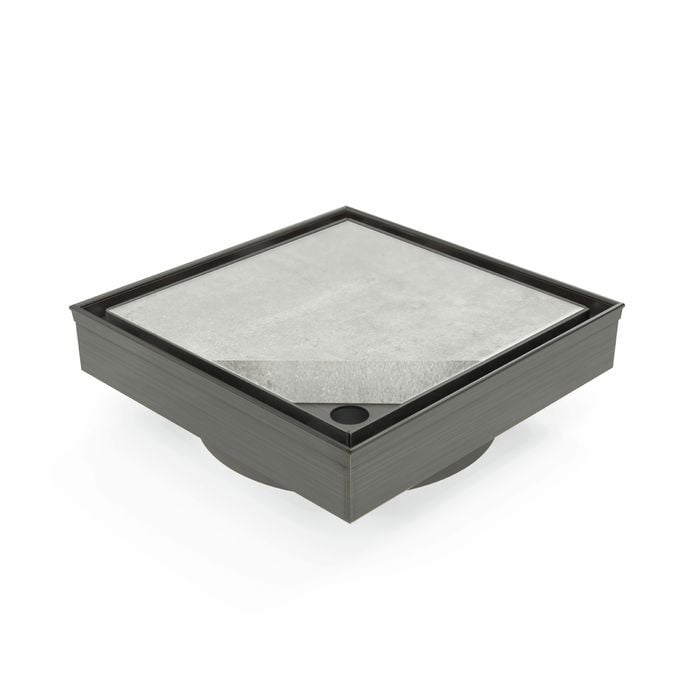 Forme 110 × 110mm Brushed Gun Metal Grey PVD Stainless Steel Tile Insert  Floor Waste