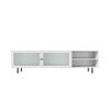 Oikiture TV Cabinet Entertainment Unit Stand Tempered-glass Doors Storage Shelf