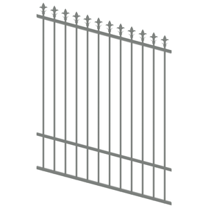 ProtectorAl 0350-1200W x 1500H Palladium Silver Spear Top Pool Fence Panel Raked Up to 15º
