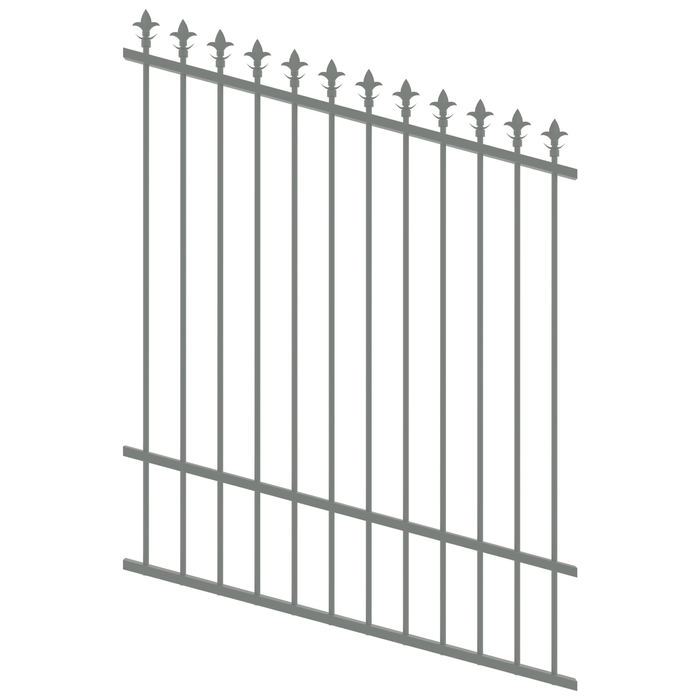 ProtectorAl 0350-1200W x 1500H Palladium Silver Spear Top Pool Fence Panel Raked Up to 15º