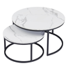 Nesting Coffee Table Faux Marble Small Round Coffee Tables - Tabletop White