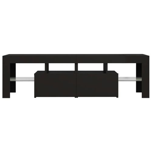 vidaXL TV with LED Lights Black TV Stand Unit HiFi