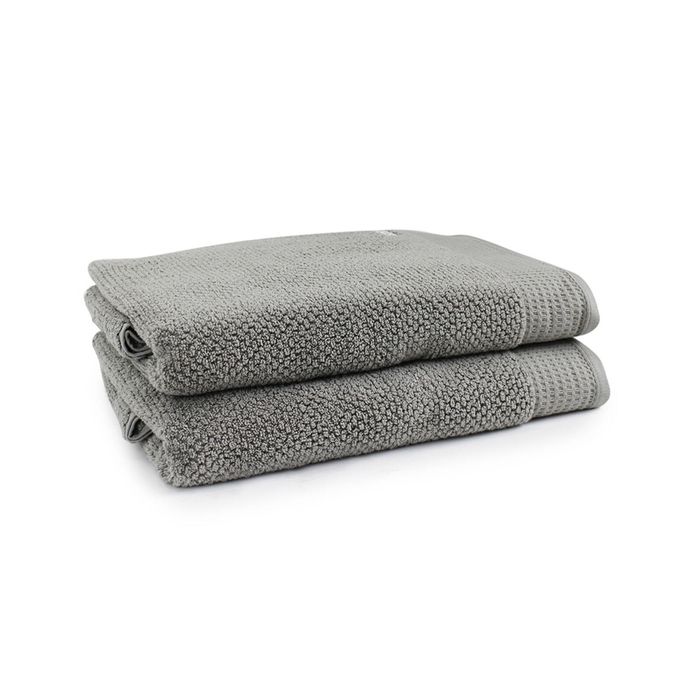 2pc Onkaparinga 90x167cm Cotton Avalon Premium Bath Sheets 550GSM Warm Silver