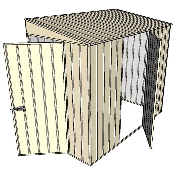 Build-A-Shed 1.2 x 2.3 x 2.0m Skillion Single Hinged Side Door Shed - Cream