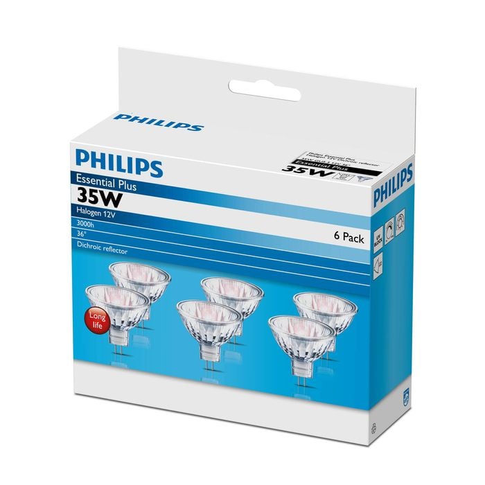 Philips MR16 Halogen Clear 35W Spot - 6 Pack