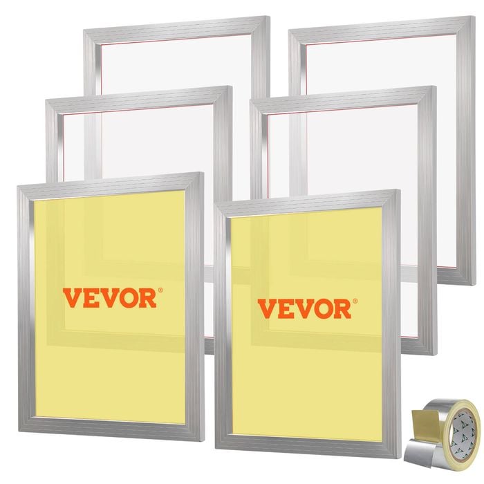 VEVOR Screen Printing Kit White 6 Pieces Aluminum Silk Frames with 160 Count Nylon Mesh