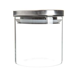 Argon Tableware Glass Storage Jar with Metal Lid - Silicone Seal - 550ml - Silver