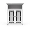 Teamson Home Windsor Wooden Freestanding Floor Cabinet with Glass Mosaic Doors, White