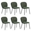 Oikiture 6x Dining Chairs Kitchen Accent Chairs Chenille Pad Metal Legs Green