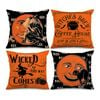 Catzon 4 Pcs Scary Throw Pillow Covers Linen Cushion Case for Decor 50X50cm