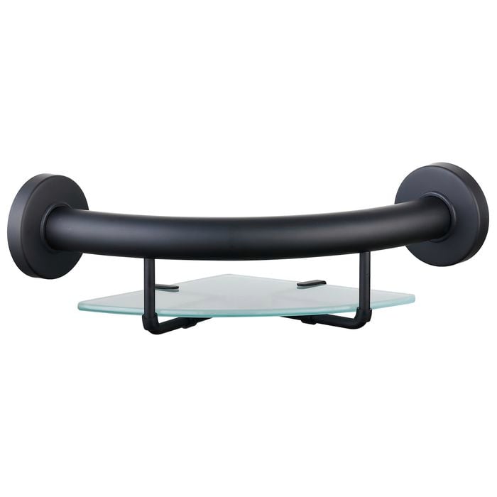 evekare Black Corner Shelf With Grab Rail