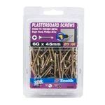 Zenith 6G x 45mm Gold Passivated Bugle Head Plasterboard Screws - 100 Pack