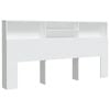 vidaXL Headboard Cabinet Home Organiser Bedroom Wall Bookcase Shelf White 200 cm