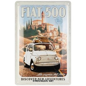 Nostalgic-art Medium Sign Fiat 500 Discover New Adventures 20x30x0.5cm