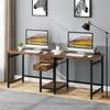 OAKORY 200cm Home Office Desk for 2 People with Drawers, Shelf and Hooks, Rustic Brown
