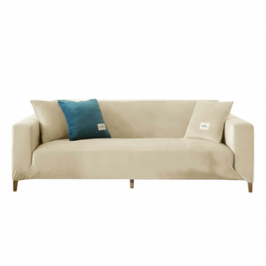 LushCovers Stretchable Quality Velvet Plush Sofa Pet Protect Elastic Lounge Couch Cover - 1 Seater - Beige