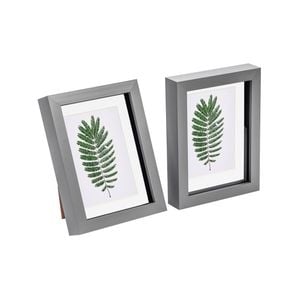 Nicola Spring Acrylic 3D Box Photo Frames with 4" x 6" Mounts - 5" x 7"  - Grey - Pack of 2