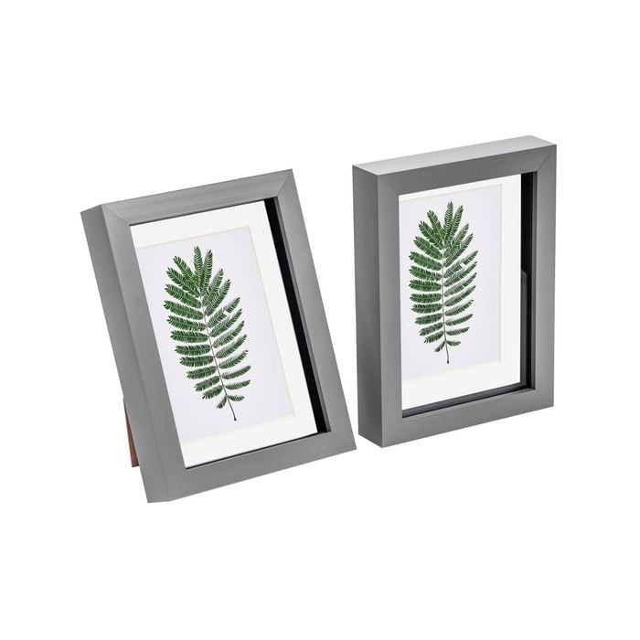 Nicola Spring Acrylic 3D Box Photo Frames with 4" x 6" Mounts - 5" x 7"  - Grey - Pack of 2