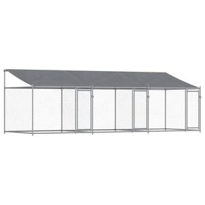 vidaXL Dog Cage with Roof and Doors Grey 6x2x2 m Galvanised Steel