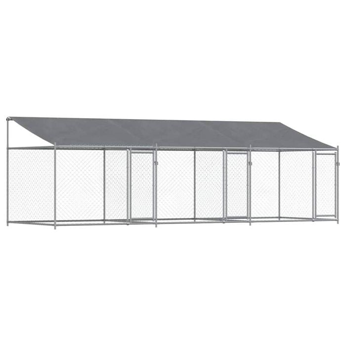 vidaXL Dog Cage with Roof and Doors Grey 6x2x2 m Galvanised Steel