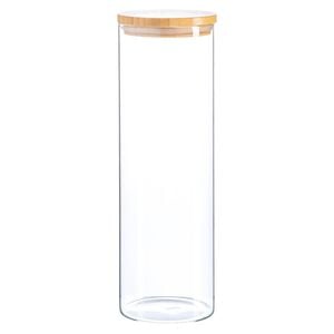 Argon Tableware Glass Storage Jar - Wood Lid - 2 Litre - Modern Round Scandi Organisation Container Glass Jar