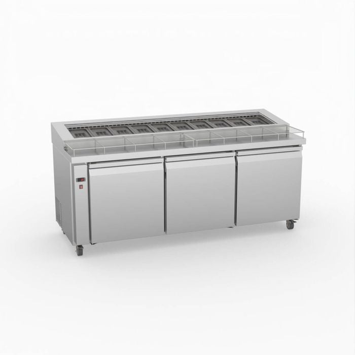 Thermaster Three Door Deluxe Pizza Prep Bench  - Pizza Prep Fridges (pwb200)