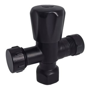 evekare 15 x 15mm Matte Black Double Mini Cistern Stop Tap