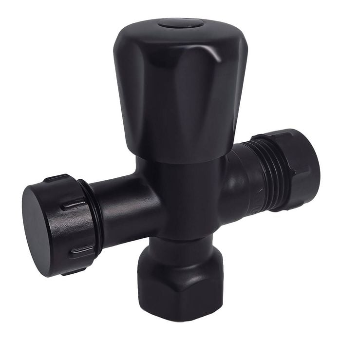 evekare 15 x 15mm Matte Black Double Mini Cistern Stop Tap