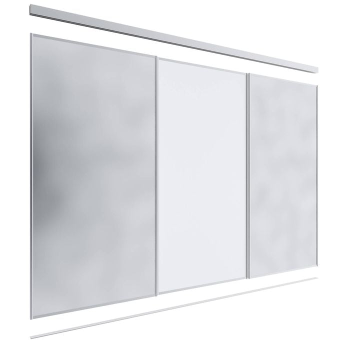 Lugna 2400 x 2701-3600mm 2 Mirror 1 Melamine Wardrobe Triple Sliding Doors