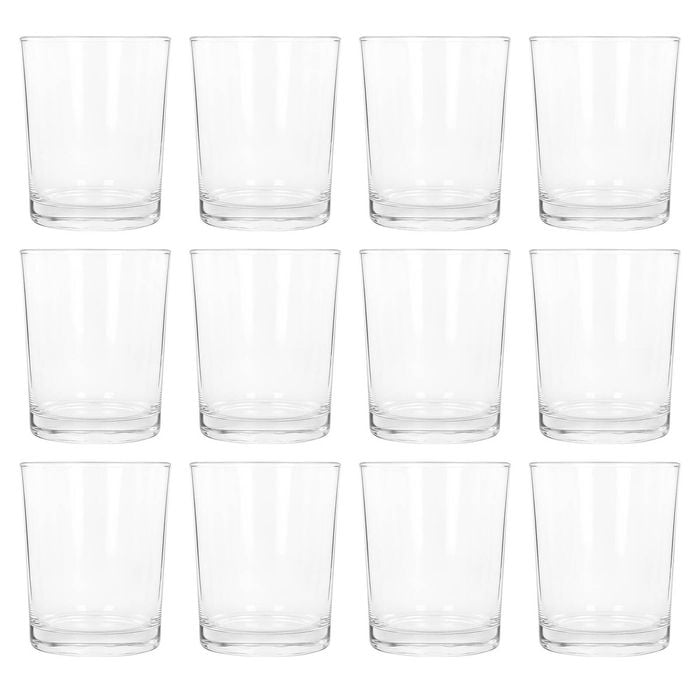 Argon Tableware 200ml Water Glasses - Set Of 12 Drinking Tumblers - Straight-sided Everyday Durable Soda Lime Glassware Set