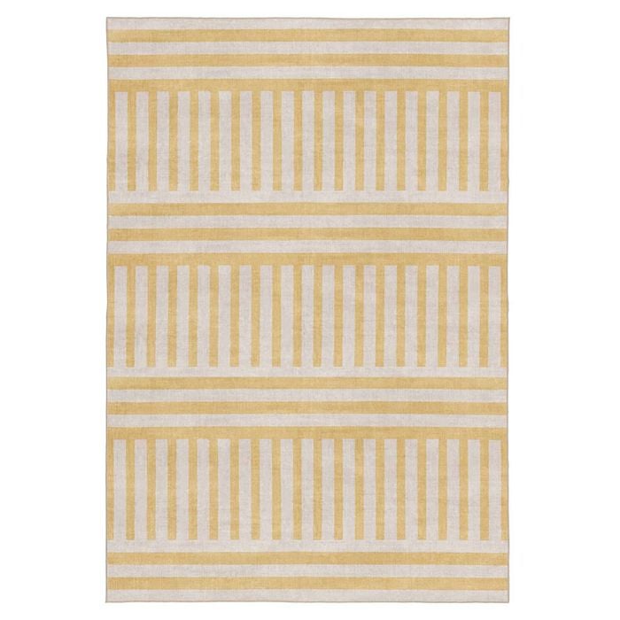 Loopsie-290cm X 190cm-alliaga Stripe Printed Yellow Washable Rug