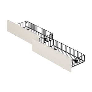Oikiture 2x Trundle Drawers for Bed Frame with Wheels Metal Beige