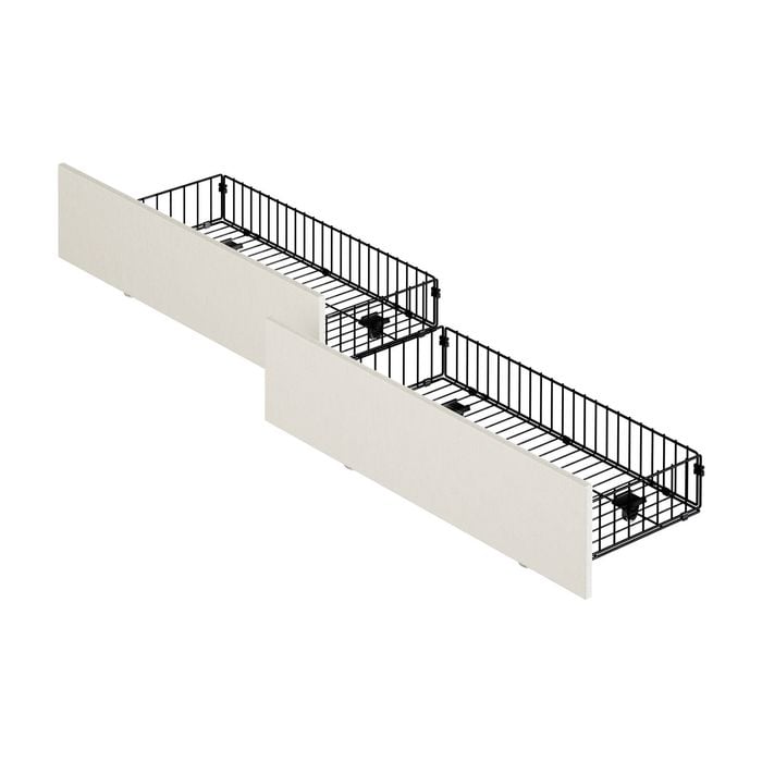 Oikiture 2x Trundle Drawers for Bed Frame with Wheels Metal Beige