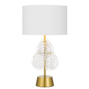 Telbix Melania Modern Table Desk Lamp Light Metal Fabric Clear White Gold