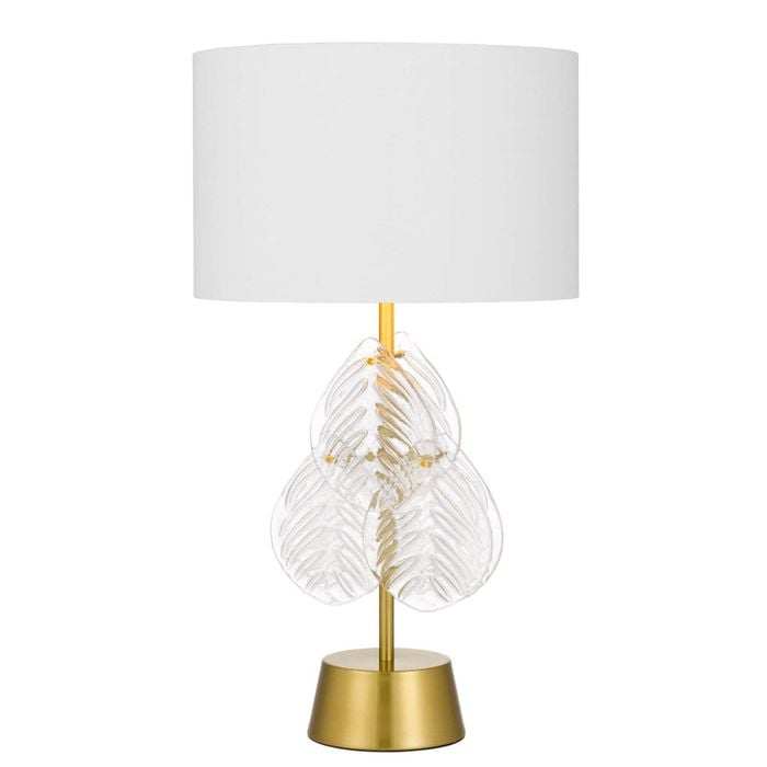 Telbix Melania Modern Table Desk Lamp Light Metal Fabric Clear White Gold