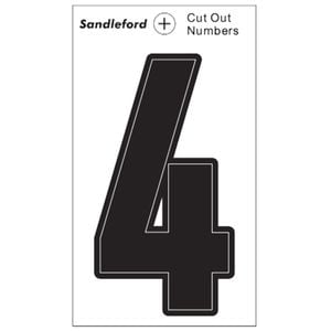 Sandleford Cut Out Numeral "4" 85mm Black Self Adhesive