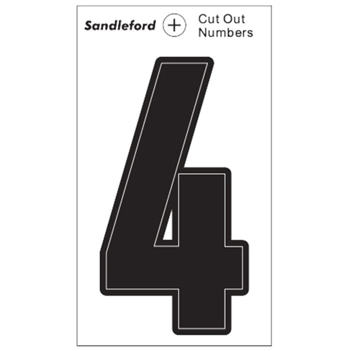 Sandleford Cut Out Numeral "4" 85mm Black Self Adhesive