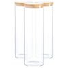 Argon Tableware Glass Storage Jar - Wood Lid - 2 Litre - 3x Modern Round Scandi Organisation Container Glass Jar