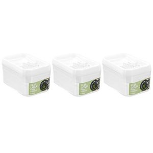 3PK Lemon & Lime Flip Lock 630ml/8.5cm Rectangle Container Clear