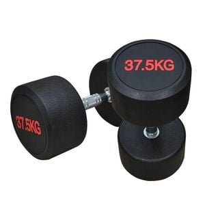 2 Pack of 37.5kg Commercial Grade Rubber Coated Dumbbell Hand Weight Total 75kg