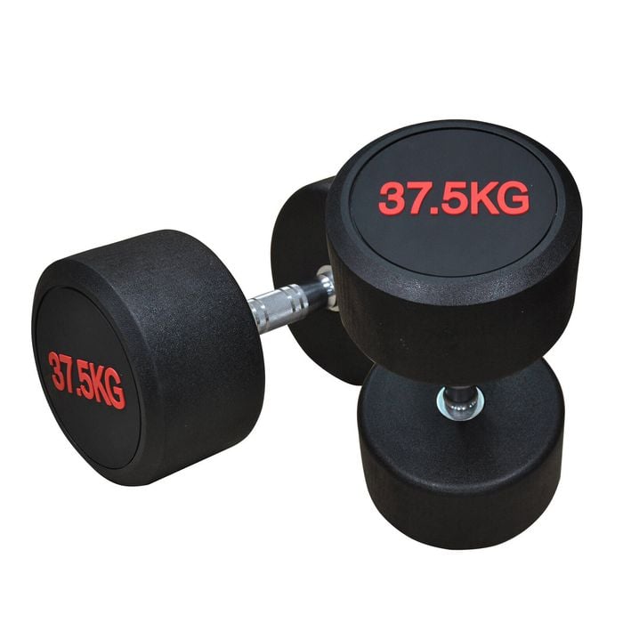 2 Pack of 37.5kg Commercial Grade Rubber Coated Dumbbell Hand Weight Total 75kg