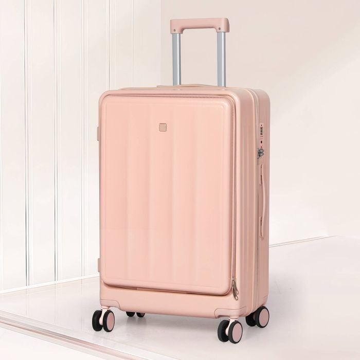 Slimbridge 20 Luggage Suitcase TSA Lock Cup Holder USB in Pink Colour Bunnings Australia