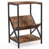 Costway 3-tier Side Table Record Player Stand W/magazine Holder&open Shelves
