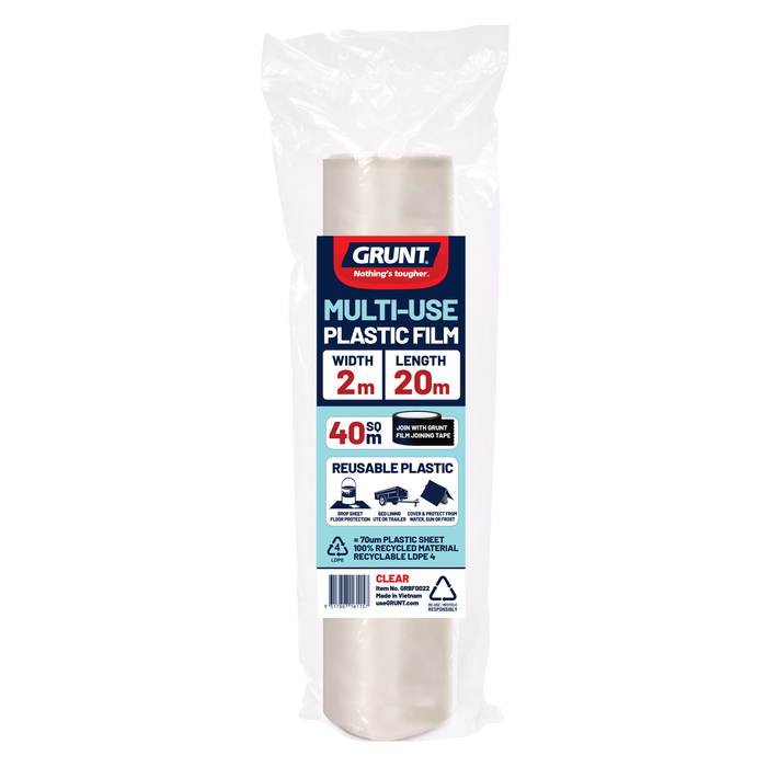 Grunt 2m x 20m Clear 70um Multi Use Plastic Film