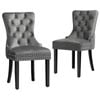 ALFORDSON Set of 2 Dining Chair Kitchen Lounge Retro Button Tufted Wooden Velvet Grey
