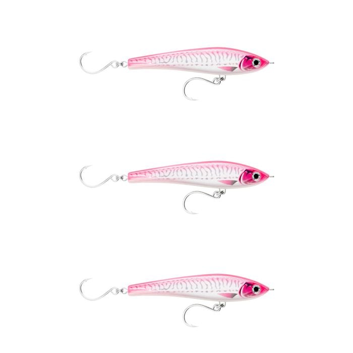 3x Rapala 17cm X Rap Magnum Stick Slow Sink Bait Fishing Lures - Hot Pink UV