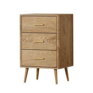 Oikiture 3 Chest of Drawers Tallboy Natural