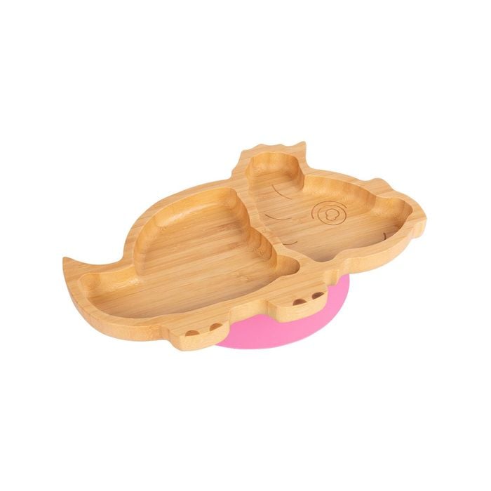 Tiny Dining Children's Bamboo Dinosaur Plate with Suction Cup - Segmented Design - 28cm