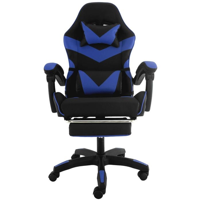 Sarantino Cueva Reclining High Back Office Gaming Chair Seat Retractable Footrest Office Computer Black & Blue