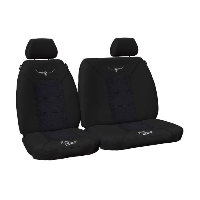 R.m.williams Rmw Longhorns Jacquard Black Front 3/4 Bench Car Seat Covers Universal Fit